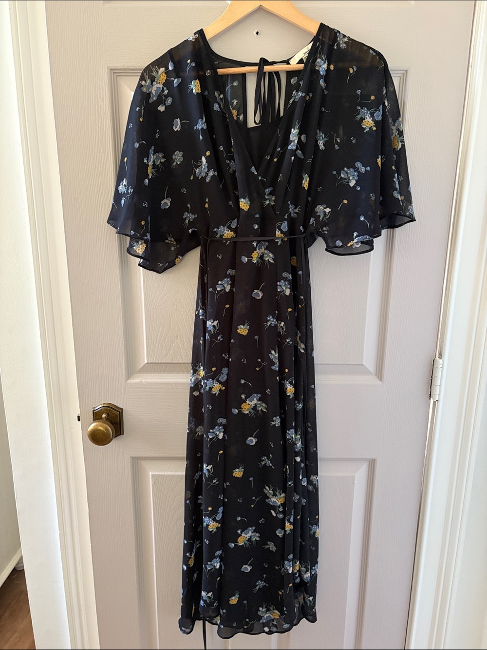 june & hudson Black Floral Maxi Dress with Blue and Yellow Accents